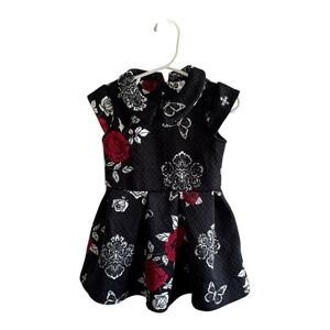 PL Kids Elegant Black and Red Floral Kids Quilted Formal Dress size 2